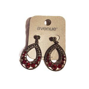 New women ruby red post drop earrings from the Avenue